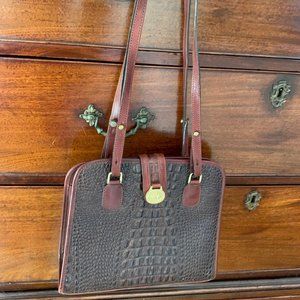 Vintage Brahmin Brown Leather Croc Alligator Purse